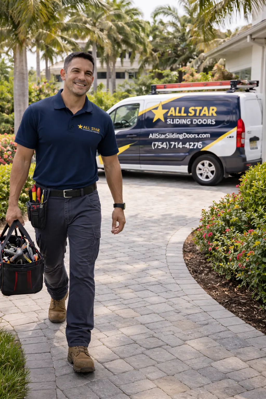 Professional sliding door repair technician in Broward County